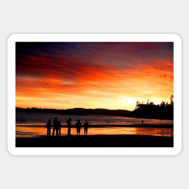 Sunset Long Beach Tofino Vancouver Island Canada Sticker by AndyEvansPhotos